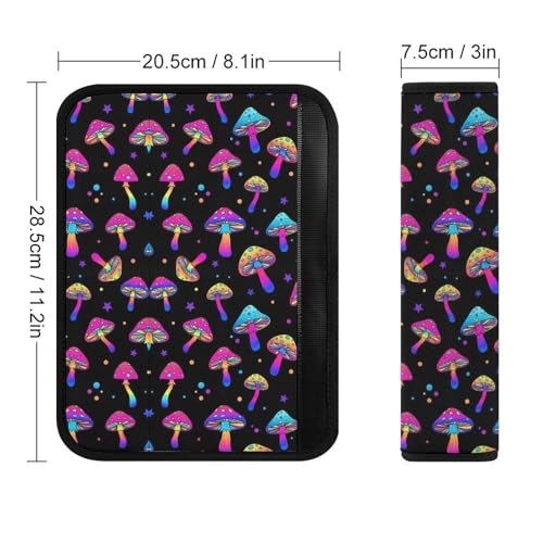 2 Pack Universal Soft and Comfortable Car Seat Belt Pad for Girls and Boys, Stroller Pushchair High Chair, Mushrooms Magic Rainbow Shoulder Protector - color: Pattern 1273