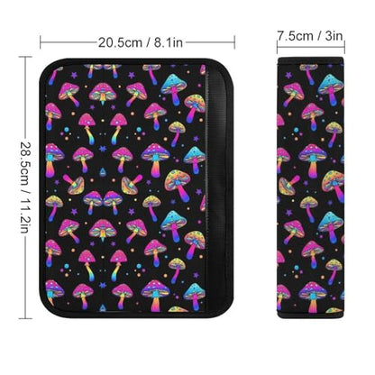 2 Pack Universal Soft and Comfortable Car Seat Belt Pad for Girls and Boys, Stroller Pushchair High Chair, Mushrooms Magic Rainbow Shoulder Protector - color: Pattern 1273