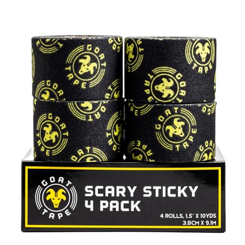 Scary Sticky Premium Hook Grip Tape, Athletic Tape for Cross Training, Weightlifting Tape, Cross Training Accessories, Sports Grip Tape - 30 Feet Long, Black/Yellow, 4 Rolls - color: Black & Yellow, size: Pack of 4
