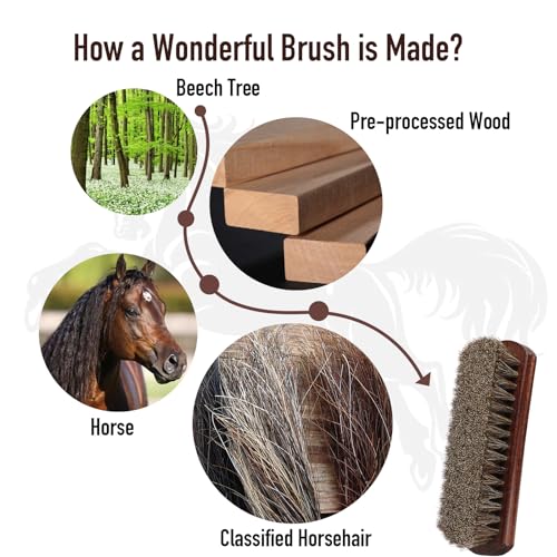100% Horsehair Brush Professional Premium Horsehair Shoe Dauber Applicators for Leather Shoes Boots Coats Purses Soft Horsehair with Wooden Handle for Grip Leather Shine Polish (7" Brush 2pcs) - style: 7" Brush 2pcs