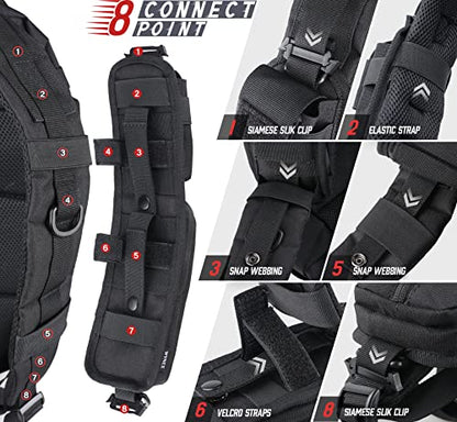 WYNEX Molle Accessories Pouch of Double Zipper Pocket Version, Backpack Strap Pouch Shoulder Strap Molle Attachment Tactical Accessories Bag Shoulder Starps Zipper Pocket Additional Phone Holder - color: Black-2Pcs