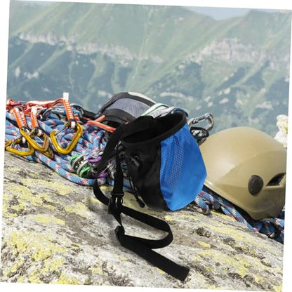 BESPORTBLE Chalk Bag for Climbing and Weightlifting Waist Belt Opening Anti-Slip Powder Storage for Bouldering and Gymnastics Training Blue and Black Design
