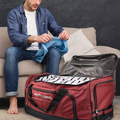 Pacific Gear Duffel Bag with Rolling Wheels - color: Red, size: 30 inch