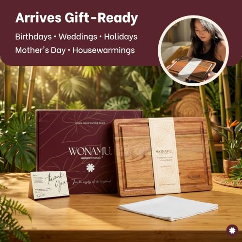 WONAMU Small Acacia Cutting Board Non Toxic – Lightweight, Durable, Perfect for Charcuterie, Serving Snacks & Everyday Kitchen Use, Eco-Friendly Kitchen Essential, Versatile Wooden Tray (Acacia) - color: Acacia