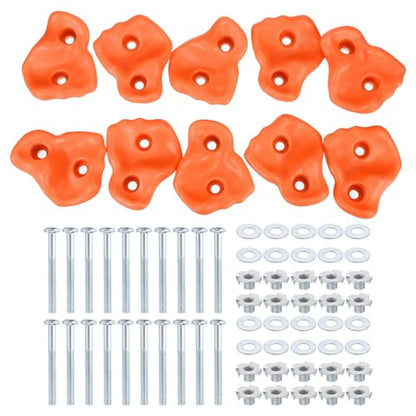 PATIKIL Rock Climbing Holds, Climbing Rock Wall Grips Play Set - color: Orange Red, size: A-Large