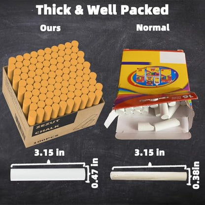 Orange Chalk 100PCS, Low Dust Chalks Stick Bulk for Chalkboard Blackboard Non-Toxic - color: Orange - 100PCS