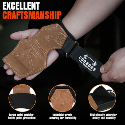 Weight Lifting Wrist Straps, Gym Straps Weight Lifting for Deadlift and Powerlifting, Double Layer Leather Wrist Wraps with Padded Cushion Wrist Loop, Weightlifting Grips for Men and Women - color: Brown