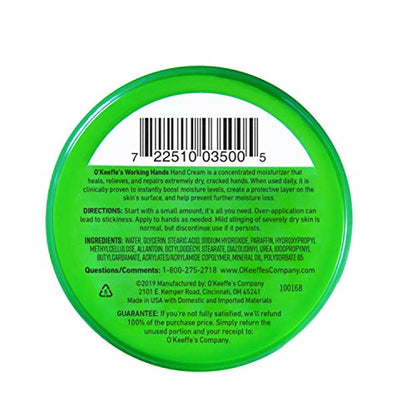 O'Keeffe's K0350002-11 Working Hands Hand Cream in Jar (11 Pack), 3.2 oz - size: 3.2 Ounce (Pack of 11)