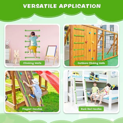 SELEWARE 30" Green Metal Playground Handles Playset Grab Bars Ladder Handle | 500LB 2Pcs Heavy Duty Steel Kids Playground Handles for Indoor/Outdoor Ladder Handrail Swing Set Treehouse Rock Climbing Wall - color: E: 30"-2 Pcs-green