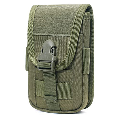 TRIWONDER Tactical Phone Pouch Molle, Smartphone Holster Bag EDC Utility Cellphone Lock Card Holder Organizer Fit for Waist Belt Case - color: 02 Green