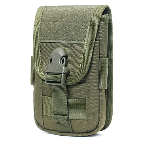 TRIWONDER Tactical Phone Pouch Molle, Smartphone Holster Bag EDC Utility Cellphone Lock Card Holder Organizer Fit for Waist Belt Case - color: 02 Green