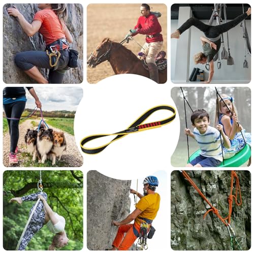 20MM Nylon Climbing Sling Runner 23KN CE2008/EN566 Rock Climbing Webbing Straps for Rock Climbing, Rappelling, Swing, Yoga Hammock etc - size: 60cm/ 24inch |Pack of 6