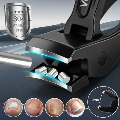 Toenail Clippers for Seniors & Thick Nails | Heavy Duty Stainless Steel, Wide Jaw, Men, Women, Elderly, Manicure Set