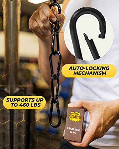 Carabiner Clip 5 PCS - Black Heavy Duty Carabiner Clip - Large Carabiner Clips - Snap Hooks - Perfect for Weight Lifting, Keychain, Dog Leashes & Gym - style: 3.2 Inch