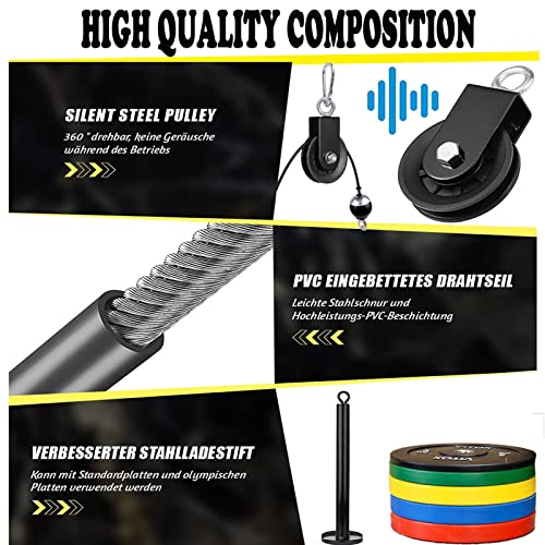 Mtgluk Cable Pulley System Upgraded DIY LAT and Lift Weight Pulley Machine Attachment Home Gym Forearm Wrist Roller for Triceps Pull Downs Biceps Curl Forearm Shoulder - color: Straight + Tricep