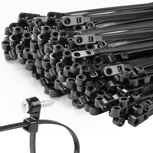 1000 PCS 12 inch Black Zip Ties with Screw Hole 70lbs Mountable head Cable Ties Straps Multipurpose Heavy Duty Nylon Cable Zip Ties with Screw Mounting Hole - color: Black, size: 12 Inch (1000PCS)