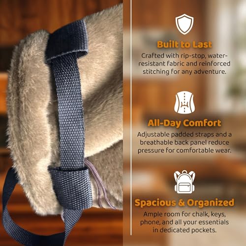 Raccoon Rock Chalk Bag, Funny Outdoor Rock Climbing Powder Bag with Adjustable Waist Belt, Drawstring Closure Bouldering Chalk Pouch for Climbers