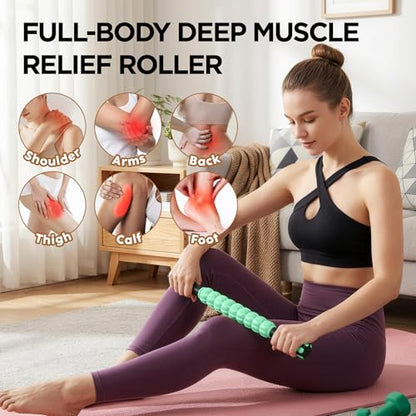 Muscle Roller & Massage Roller Stick for Athletes - Lymphatic Drainage Support, Relieves Muscle Soreness, Cramping & Tightness - Targets Legs, Arms, Back & Calves （Mint Green Wheel） - color: Mint Green