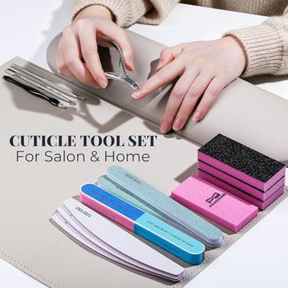 FANDAMEI Cuticle Kit, Nail Prep Kit, 14PCS Nail Buffer and Shine Kit, Nail Files and Buffers, Nail Kit, Nail Care Kit, Cuticle Trimmer, Cuticle Pusher, Manicure Kit for Women, Nail Stuff