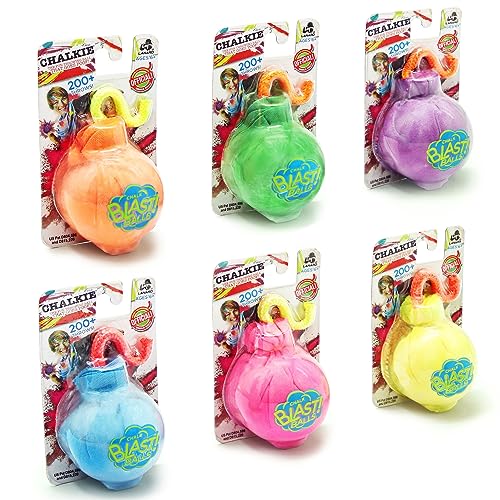 Lanard Chalkie: Chalk Blast Balls - 6 Pack - Colorful Assorted Balls, Explosive Color Fun, 200+ Throws Per Chalk Bomb, Family Outdoor Activities, Holi festivals, and more Ages 6+
