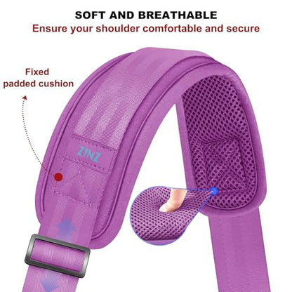 ZINZ 75" Shoulder Strap with Fixed Pad and Dual Balanced Buckles，Purple - color: Purple