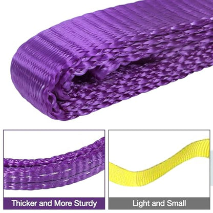 Lift Sling Straps,1" x 3.3' 2-Ply Heavy Duty Flat Eye Lift Slings | Polyester Lifting Strap Tree Saver Recovery Strap Web Sling Rigging Moving Tow Hoist Gear Straps Kit 3200 lb 2600 lb 6400 lb - color: Purple, size: 1" x 3.3'