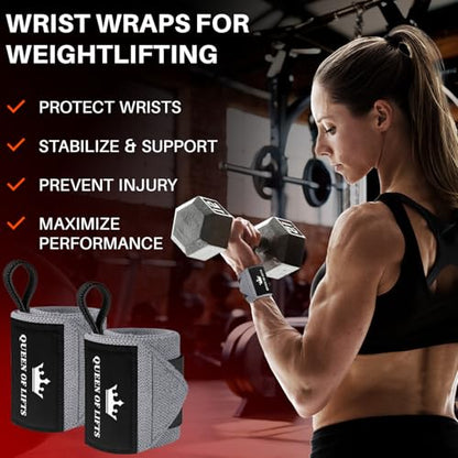 TECEUM Elastic Cotton Weightlifting Wrist Wraps with Thumb Loops, 1 Pair - color: Gray, style: 12" – Queen of Lifts