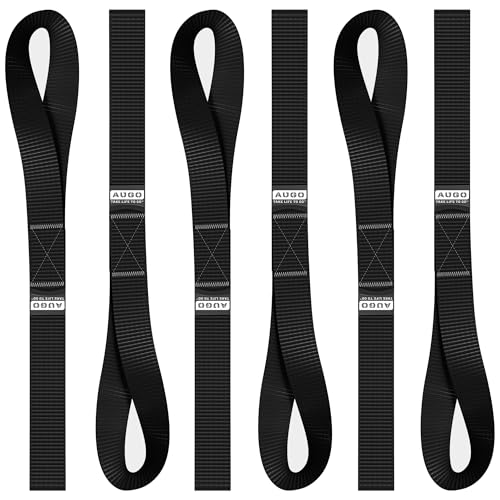 Soft Loop Tie Down Straps - 1,500 Load Capacity & 4,500 Lbs Breaking Strength - 6 Pack - Loops for Securing ATV, UTV, Motorcycles, Scooters, Dirt Bikes, Lawn & Garden Equipment - by AUGO - color: Black, size: 12 Inch