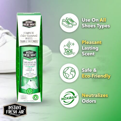Shoe Deodorizer & Foot Odor Elimination Spray - Instant Shoe Smell Remover for Sneakers, Cleats, Boots, All Footwear, Gym Bags & Sports Equipment - Fresh Lavender Scent - 4 fl oz.