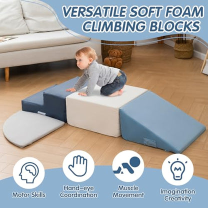 Capakiddo Large 4 Pcs Climbing Toys for Toddlers 1-3 | Odorless & Skin-friendly, Foam Climbing Blocks, Indoor Use, Velcro to Keep Together - color: Modern
