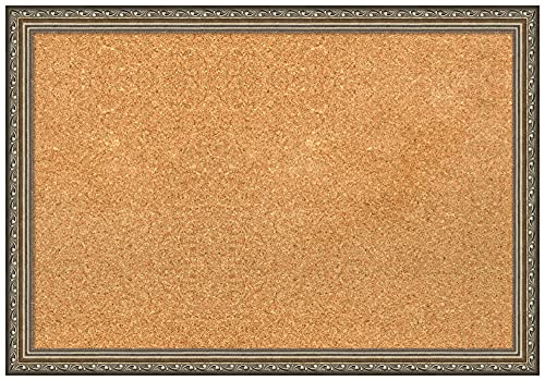 Amanti Art Natural Cork Board for Wall, 18x26 Vision Board with Silver Wood Frame, Medium Corkboard Office Decor for Home Organization, Traditional Corkboard Pinboard to Display Items for Home - size: 26" x 18"