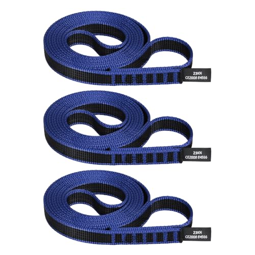 18mm Nylon Climbing Sling Runner 23KN CE2008/EN566 Certified - Webbing Straps for Outdoor Rock Climbing, Rappelling, Swing, Yoga Hammock etc - color: Light blue, size: 120cm/ 48inch |Pack of 3