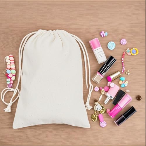 gobyhumm 50 Pcs Cotton Muslin Drawstring Sachet Pouch Bags （4 * 6"） | Pure Cotton Sachet Bags，Reusable Empty Gift Pouches for Party Home Supplies - color: 50 pcs,4*6"