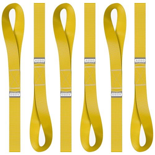 Soft Loop Tie Down Straps - 1,500 Load Capacity & 4,500 Lbs Breaking Strength - 6 Pack - Loops for Securing ATV, UTV, Motorcycles, Scooters, Dirt Bikes, Lawn & Garden Equipment - by AUGO - color: Yellow, size: 12 Inch