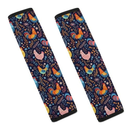 1 Pair Universal Soft and Comfortable Seat Belt Shoulder Pad for Adult Use, Stroller Pushchair High Chair, Chicken Floralpattern Neck Strap Covers, Anti-Slip Pad - color: Pattern 1204