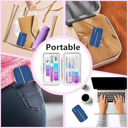 Manicure Set Nail Clipper Set Women Men Nail Clipper Travel Manicure Kit | Personal Nail Care Tools with Case Fingernail Clippers Manicure Pedicure Tools Grooming Kit Gifts for Women Men Teen Family - color: Rainbow