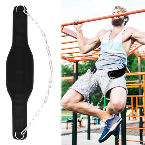 Dip Belt with 34" Chain for Pull-Ups, Dips, Weightlifting Training | Heavy Duty Chain,Weightlifting Belt or Pull-Ups, Powerlifting, Squats,and Bodybuilding,550lbs - 650lbs Weight Capacity