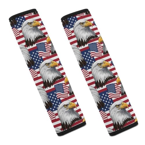2 Pack American Eagle USA Flag Seat Belt Shoulder Pad Universal Fit Harness Pads Strap for Kids, Car Seats Pushchair Strollers High Chair Pushchair, Shock Absorption - color: Pattern 1221