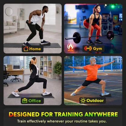 Non-Slip Squat Wedge Block, 2 Pack, Heel Elevated Design | 16 degree incline, durable PP material, calf and ankle stretch, anti-slip pads, includes carry bag
