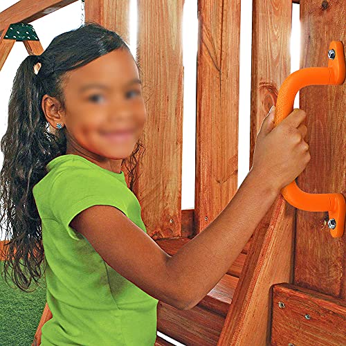 Dolibest Set of 4 Safety Playground Handles,Swing Set Kids Safety Hand Grips for Playset, Climbing Frame, Play House,Climbing Frame, Play House Handles(Red) - color: Orange-4pcs