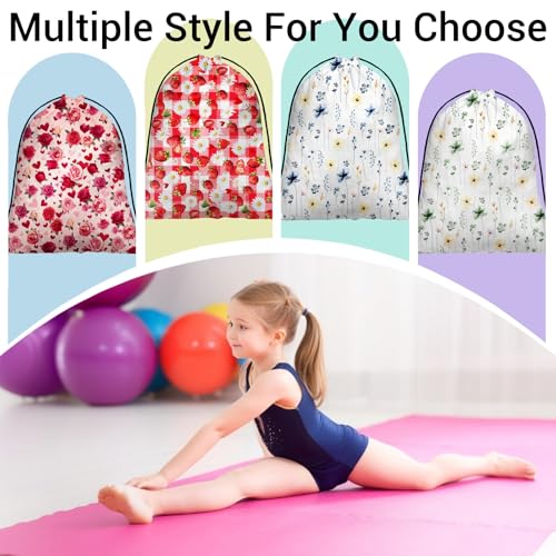 Gymnastics Grip Bag Waterproof Gymnastics Pouch Stawberries Daisy String Bag for Gym - color: Stawberry Red