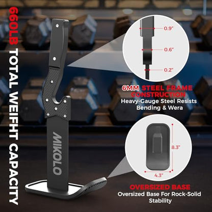 Mikolo Deadlift Jack Barbell Jack Unload 660LB Barbell Stand with No-Slip Handle for Loading & Unloading Weight Plates for Deadlift Exercise, Weight Training