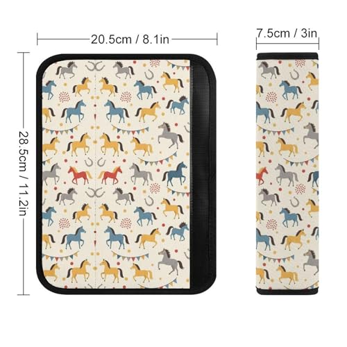 1 Pair Universal Soft and Comfortable Seat Belt Shoulder Pad for Adult Use, Stroller Pushchair High Chair, Horse Pattern Neck Strap Covers, Anti-Slip Pad - color: Pattern 151