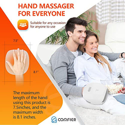 COMFIER Hand Massager for Arthritis and Carpal Tunnel,Wireless Hand Massager with Heat & Compression,3 Levels Heating,Rechargeable Massager Machine,Gifts for Women - color: Light White
