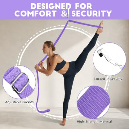 Stretching Strap with Door Anchor Improve Leg Flexibility for Splits - color: Purple