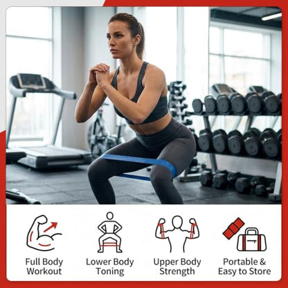 10-Piece Exercise Bands Set, 5-Level Latex Resistance Loop Bands | For Women and Men, Full-Body Workout, Pilates, Yoga, Stretching, Physical Therapy and Strength Training