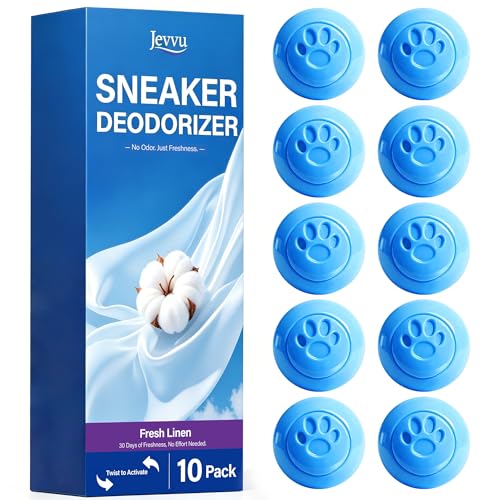 Jevvu Shoe Deodorizer Balls, 10 Pack Odor Eliminator for Shoes, Sneakers, Boots, Gym Bags and Lockers - color: Dark Blue: Fresh Linen
