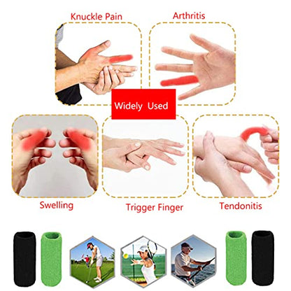 ELANE 40 PCS Finger Splint Finger Holster Thumb Brace Support Elastic Sleeves for Finger Support,Knuckle(Black & Green) - color: black+green