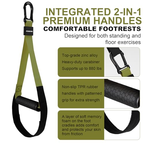 Home Resistance Training Kit | Full-Body Workout with Suspension Trainer Straps, Door Anchor, Handles, and Carrying Bag | Complete Home Gym Equipment - color: Army Green