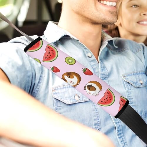 2PCS Fruit Cute Cartoon Animal Watermelon Kiwi Strawberry Guinea Pig Seat Belt Shoulder Pad Soft Padded Harness Pads Strap for Adults and Children, All Vehicles, Anti-Slip Pad - color: Pattern 1153